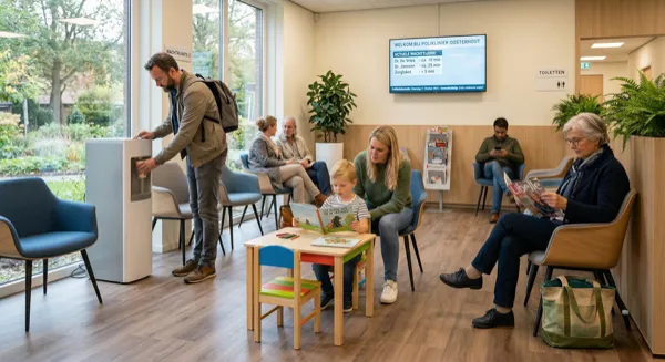Patiënten wachten in een huisartsenwachtkamer