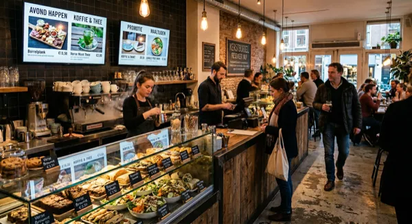 Gasten genieten van diner in een restaurant